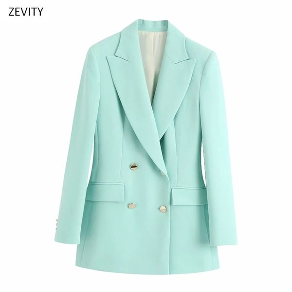 zevity new women solid color double breasted blazer notched collar long sleeve office lady causal stylish outwear coat c506 201023, White;black
zevity new women solid color double breasted blazer notched collar long sleeve office lady causal stylish outwear coat c506 201023, White;black