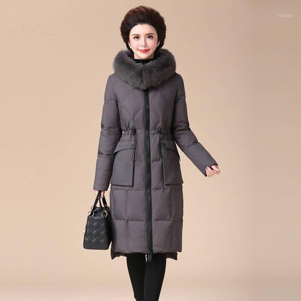 2020 autumn winter female long down jacket women causal solid thick outwear real fur collar hooded white duck down coat a501, Black
2020 autumn winter female long down jacket women causal solid thick outwear real fur collar hooded white duck down coat a501, Black