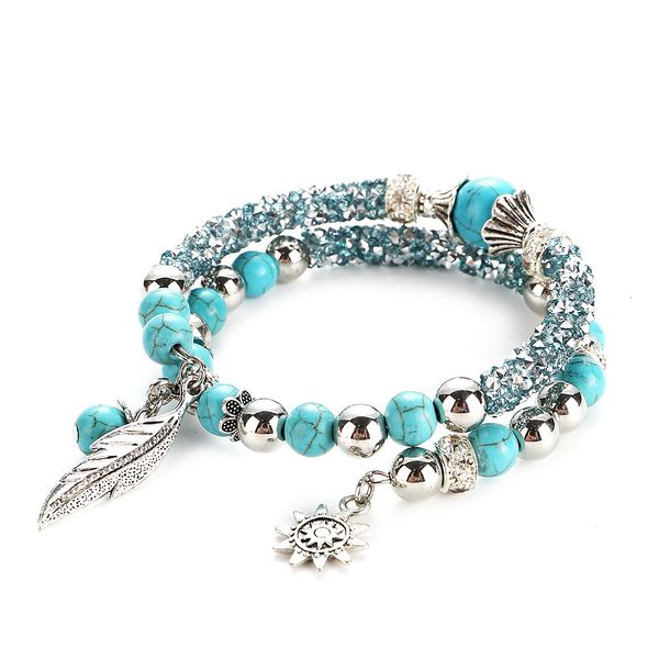 jiasha ruili fashion women's jewelry turquoise beaded steel wire ring row drill bracelet, Silver
jiasha ruili fashion women's jewelry turquoise beaded steel wire ring row drill bracelet, Silver