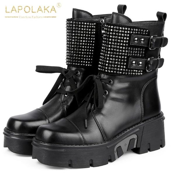 boots lapolaka 2021 cow leather belt buckle comfy skidproof waterproof rivet ins punk style motorcycle booties, Black
boots lapolaka 2021 cow leather belt buckle comfy skidproof waterproof rivet ins punk style motorcycle booties, Black