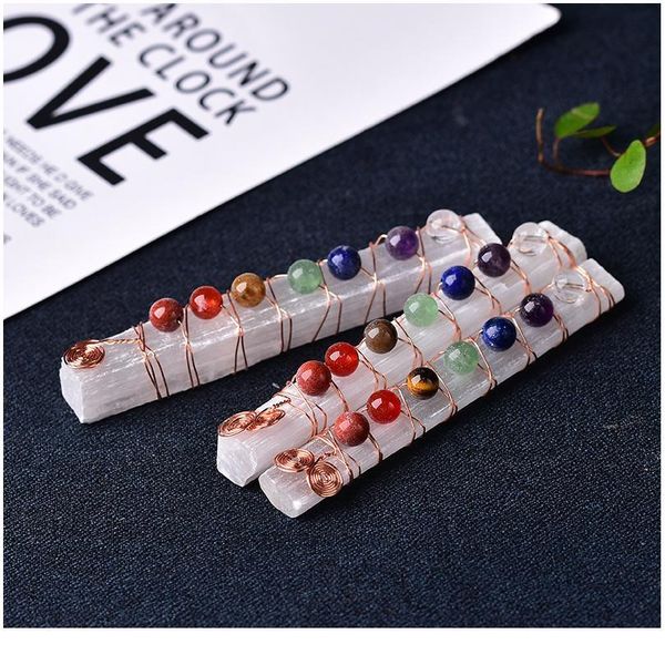 seven chakra healing crystals stones selenite stick wand for yoga meditation spiritual reiki beads wire wrapped heali qylriw, Black 
seven chakra healing crystals stones selenite stick wand for yoga meditation spiritual reiki beads wire wrapped heali qylriw, Black