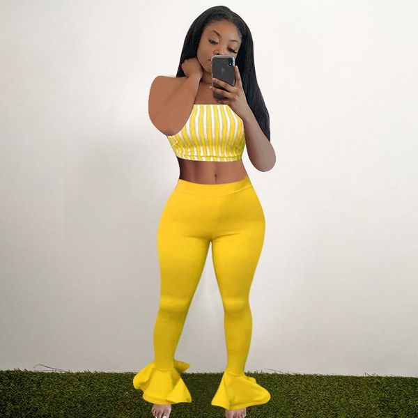 women's tracksuits hirigin 2021 fashion women tube + ruffled trousers, navel vertical stripes printing skinny design summer clothin, Gray
women's tracksuits hirigin 2021 fashion women tube + ruffled trousers, navel vertical stripes printing skinny design summer clothin, Gray