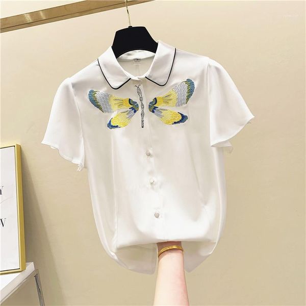 2020 summer fashion womens turn down collar embroidery dragonfly chiffon shirt short sleeves blouses shirts a26781, White
2020 summer fashion womens turn down collar embroidery dragonfly chiffon shirt short sleeves blouses shirts a26781, White