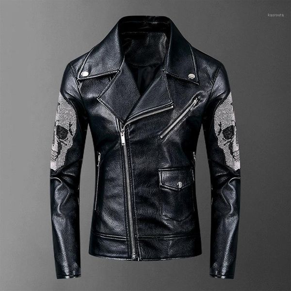 winter jacket new men's motorcycle leather jacket, boomer men slim lapels leather jacket skull punk style, Black
winter jacket new men's motorcycle leather jacket, boomer men slim lapels leather jacket skull punk style, Black