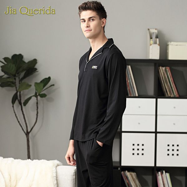 pajamas men luxury home clothing elegant modal cotton men sleepwear black solid long sleeve lapel design plus size mens pyjama lj201113, Black;brown
pajamas men luxury home clothing elegant modal cotton men sleepwear black solid long sleeve lapel design plus size mens pyjama lj201113, Black;brown