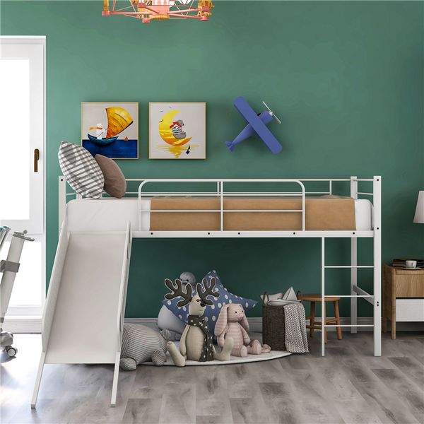 us stock twin metal loft bed with slide multifunctional design for kids bedroom home furniture
us stock twin metal loft bed with slide multifunctional design for kids bedroom home furniture