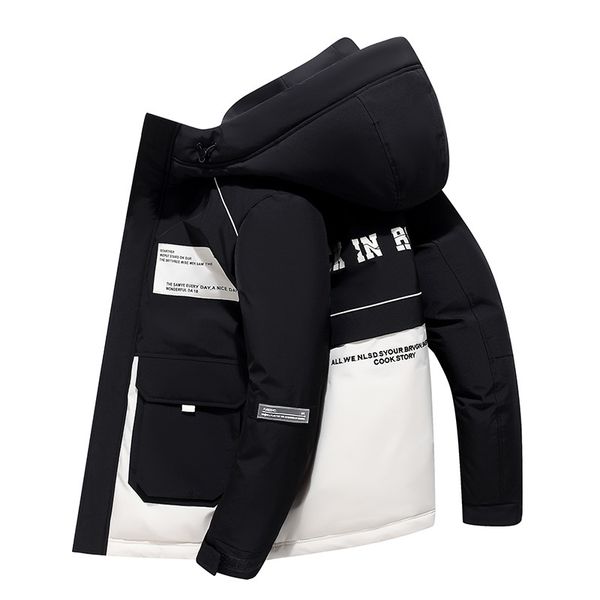 men's winter cotton hooded coat thicken solid jacket streetwear hip hop fashion jackets carry gout fiv8, Black
men's winter cotton hooded coat thicken solid jacket streetwear hip hop fashion jackets carry gout fiv8, Black