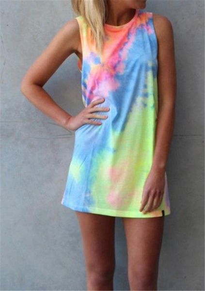 fashion summer dress women tie dye printed mini dress 2021 new stylish sleeveless dresses women's clothing vestidos verano, Black;gray