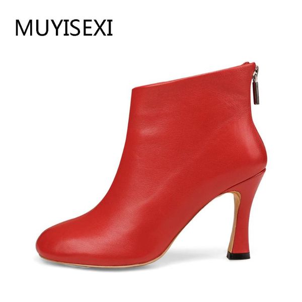 boots autumn for women sheepskin round toe shoes high heel ankle genuine leather black red mt02 muyisexi
boots autumn for women sheepskin round toe shoes high heel ankle genuine leather black red mt02 muyisexi