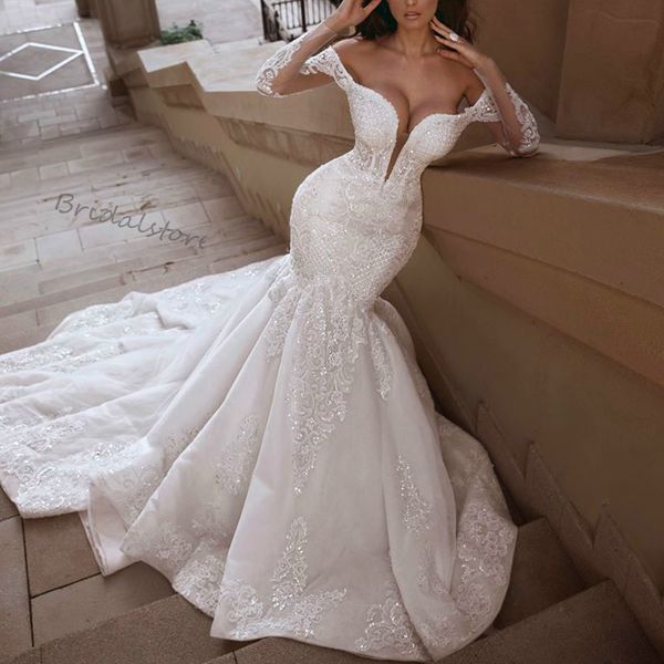 bling sparkly mermaid wedding dresses 2021 long sleeve beaded lace country wedding dress african black girls appliques garden wedding gowns, White
bling sparkly mermaid wedding dresses 2021 long sleeve beaded lace country wedding dress african black girls appliques garden wedding gowns, White
