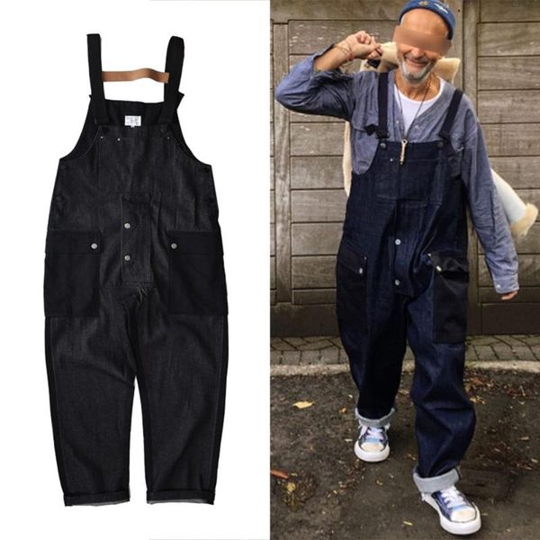 color contrast patchwork working bib pants men multi-pocket suspenders american casual denim trousers, Blue
color contrast patchwork working bib pants men multi-pocket suspenders american casual denim trousers, Blue