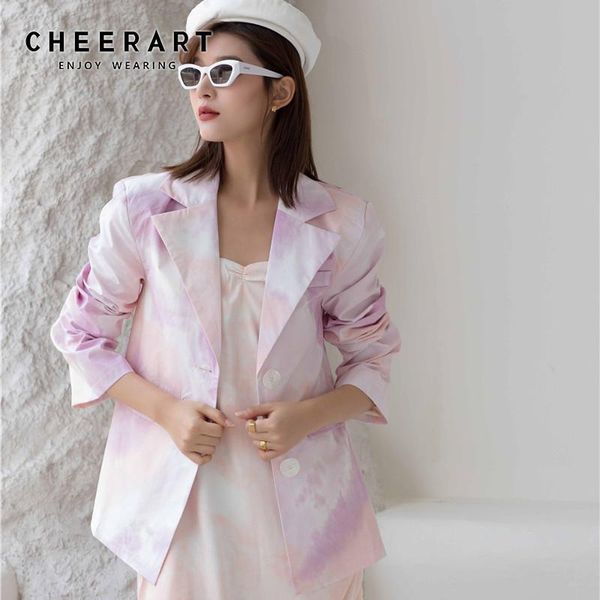 women's suits & blazers cheerart tie dye pink blazer women autumn casual suit jacket ladies korean fall and coats 2021 fashion, White;black
women's suits & blazers cheerart tie dye pink blazer women autumn casual suit jacket ladies korean fall and coats 2021 fashion, White;black