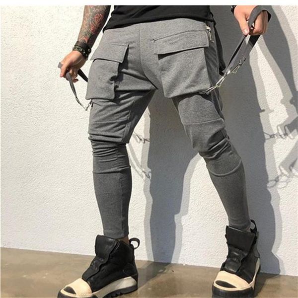 men joggers zip pocket hip-hop multi-pocket sweatpants man gyms workout fitness cotton trousers male casual fashion skinny pants, Black 
men joggers zip pocket hip-hop multi-pocket sweatpants man gyms workout fitness cotton trousers male casual fashion skinny pants, Black