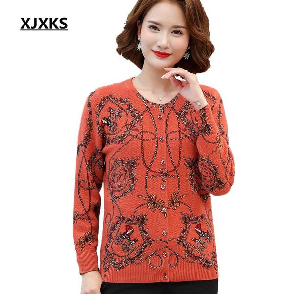 women's knits & tees xjxks 2021 round neck long sleeve women knitted cardigan jacket comfortable 100% wool sweater printed, White
women's knits & tees xjxks 2021 round neck long sleeve women knitted cardigan jacket comfortable 100% wool sweater printed, White