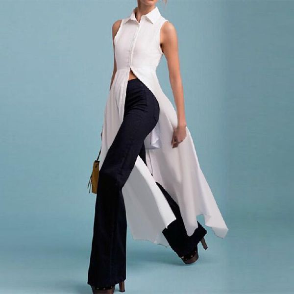2020 asymmetrical split vonda vintage solid blouse women sleeveless blusas casual loose elegant office shirts long chemise, White
2020 asymmetrical split vonda vintage solid blouse women sleeveless blusas casual loose elegant office shirts long chemise, White