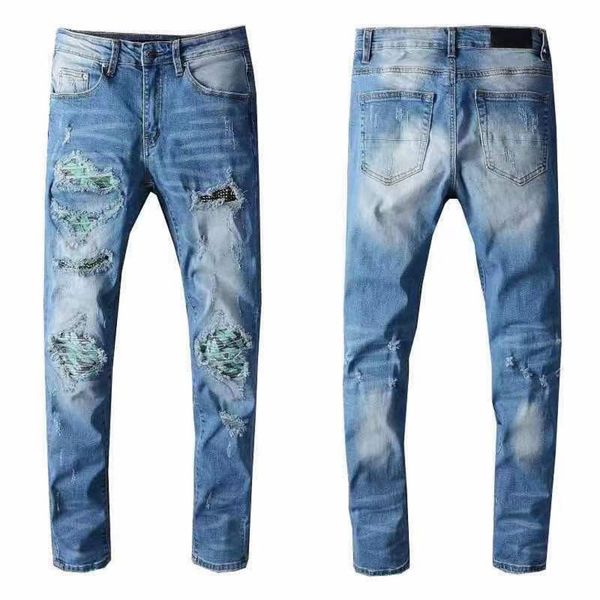 european and american summer hip-hop high-street fashion brand jeans, washable retro torn fold stitching men's digner motorcycle slim-f, Blue
european and american summer hip-hop high-street fashion brand jeans, washable retro torn fold stitching men's digner motorcycle slim-f, Blue