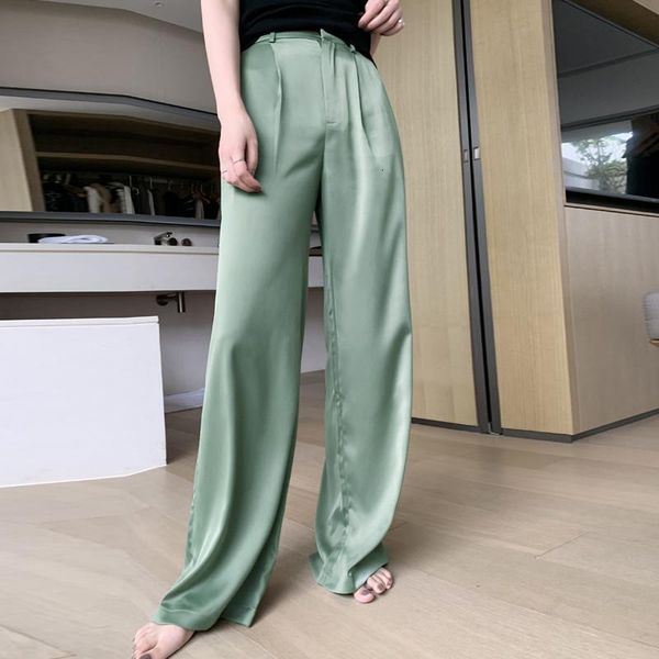office ladies elegant high waist wide leg pants new spring summer female slim satin full length pantalon trousers for women, Black;white
office ladies elegant high waist wide leg pants new spring summer female slim satin full length pantalon trousers for women, Black;white