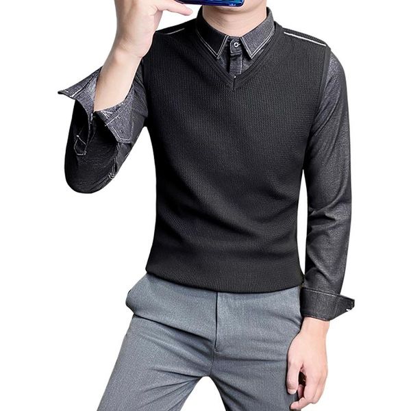 fake two-piece sweater men's autumn and winter 2020 new korean version of the trend of slim thick shirt collar bottoming sweater, White;black
fake two-piece sweater men's autumn and winter 2020 new korean version of the trend of slim thick shirt collar bottoming sweater, White;black