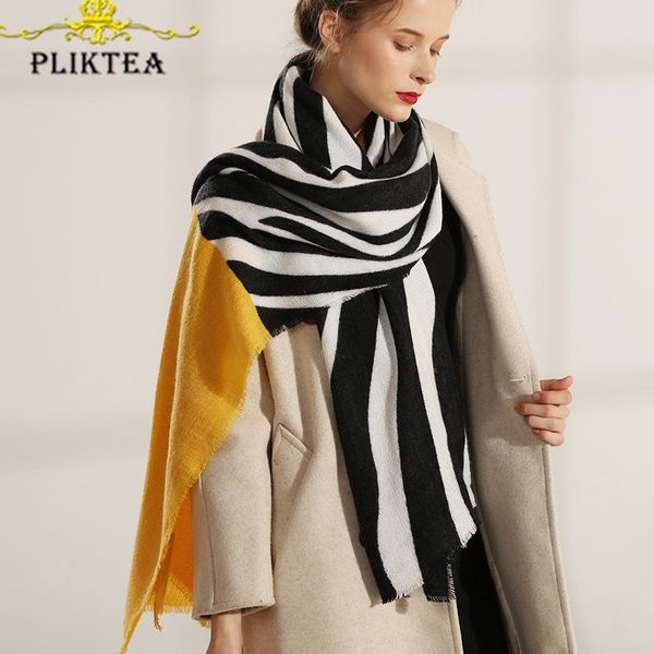 classic black white zebra striped scarf for women warm pashmina winter female scarves ladies faux cashmere poncho ladies shawl y201024, Blue;gray
classic black white zebra striped scarf for women warm pashmina winter female scarves ladies faux cashmere poncho ladies shawl y201024, Blue;gray