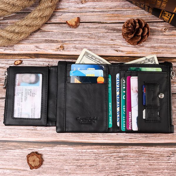 humerpaul classic style men wallets cow leather rfid short card holder purse simple zipper male fashion coin pocket, Red;black
humerpaul classic style men wallets cow leather rfid short card holder purse simple zipper male fashion coin pocket, Red;black
