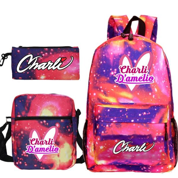 3pcs set рюкзак чарли д'амелио новая школа сумка на плечо карандашом чехол charli d'amelio обратно в школьный подарок рюкзак для детей h wmt
3pcs set рюкзак чарли д'амелио новая школа сумка на плечо карандашом чехол charli d'amelio обратно в школьный подарок рюкзак для детей h wmt