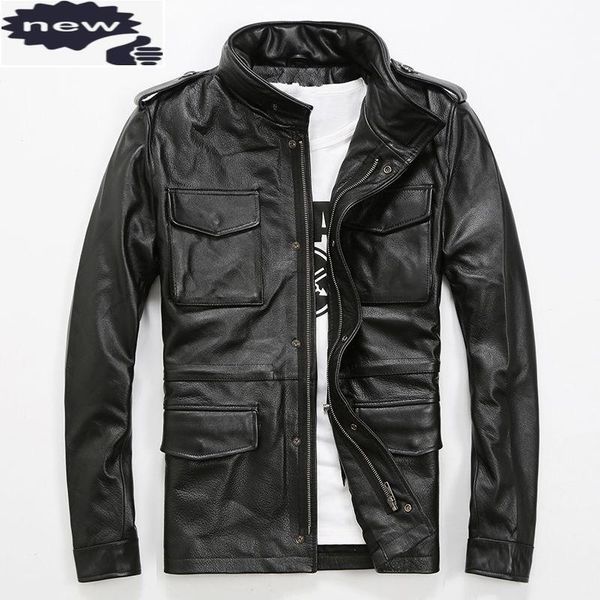 men's leather & faux brand male vintage motorcycle men cow genuine mens biker coat stand collar zipper slim fit short coats, Black
men's leather & faux brand male vintage motorcycle men cow genuine mens biker coat stand collar zipper slim fit short coats, Black