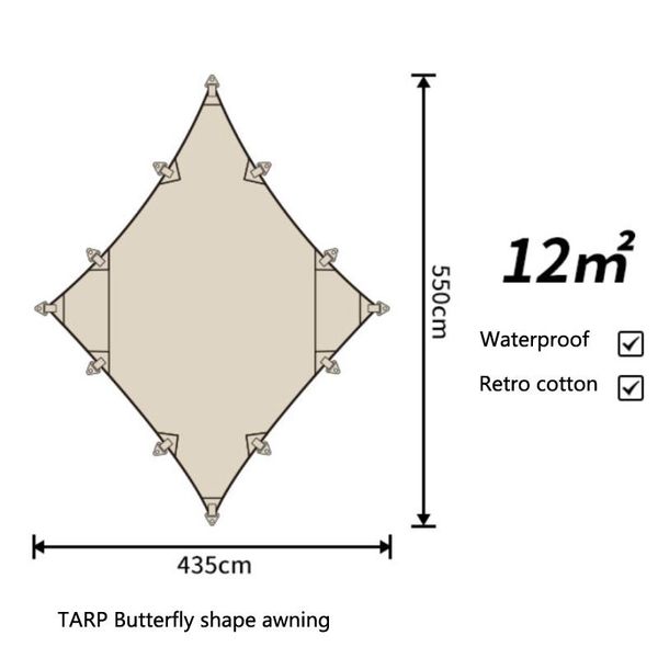 550*435cm outdoor camping tarp awning retro cotton sunscreen waterproof butterfly-shaped luxury butterfly-shaped sunshade canopy
550*435cm outdoor camping tarp awning retro cotton sunscreen waterproof butterfly-shaped luxury butterfly-shaped sunshade canopy