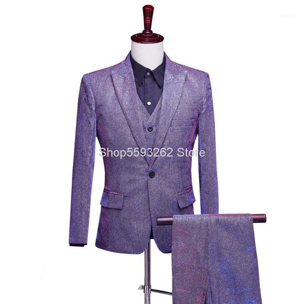 men grey bright color discoloration bright silk performance suit dress waistcoat three-piece set groom mc host suit1, White;black
men grey bright color discoloration bright silk performance suit dress waistcoat three-piece set groom mc host suit1, White;black
