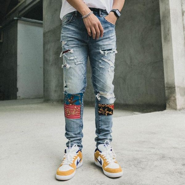 men's jeans z11123 fashion 2021 runway luxury european design party style clothing, Blue
men's jeans z11123 fashion 2021 runway luxury european design party style clothing, Blue