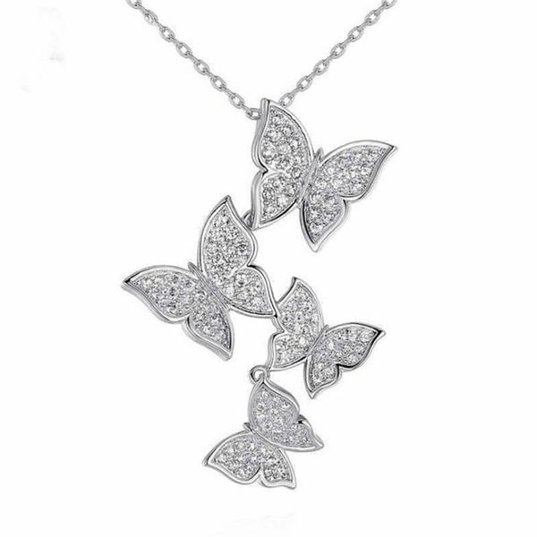 new fashion micro cz zircon four butterfly pendant necklaces for women gift choker jewelry gift for women, Silver
new fashion micro cz zircon four butterfly pendant necklaces for women gift choker jewelry gift for women, Silver