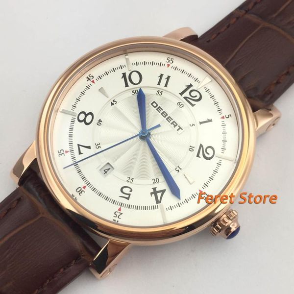debert stainless golden steel case 43mm white dial blue pointer automatic date day mens watch, Slivery;brown
debert stainless golden steel case 43mm white dial blue pointer automatic date day mens watch, Slivery;brown