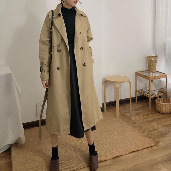 women's trench coats spring and autumn women fashion brand korea style waist belt loose khaki color female casual elegant soft long coa, Tan;black
women's trench coats spring and autumn women fashion brand korea style waist belt loose khaki color female casual elegant soft long coa, Tan;black