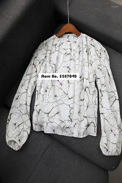 100% silk 2020 early autumn new printed shirt round neck long sleeve loose women1, White
100% silk 2020 early autumn new printed shirt round neck long sleeve loose women1, White
