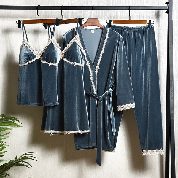 Velvet Sleepwear 2021 Autumn Winter New Women 4PCS Sleep Set Pajamas Suit Casual Nightgown Kimono Robe Gown Velour Nightwear, Style a burgundy
Velvet Sleepwear 2021 Autumn Winter New Women 4PCS Sleep Set Pajamas Suit Casual Nightgown Kimono Robe Gown Velour Nightwear, Style a burgundy