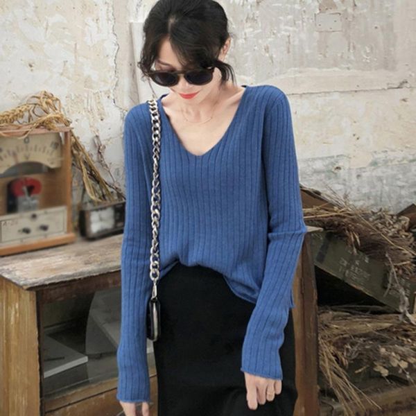 women's lazy style long-sleeved sweaters autumn clothes ladies loose simple solid color pullover v-neck sweater, White;black
women's lazy style long-sleeved sweaters autumn clothes ladies loose simple solid color pullover v-neck sweater, White;black