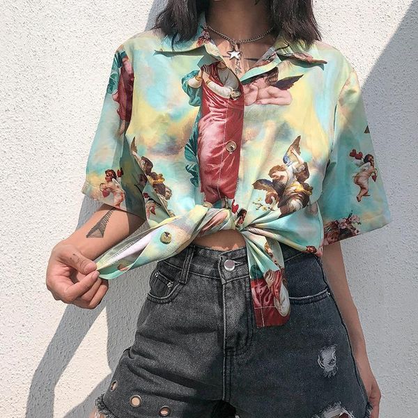 waatfaak loose long blouse women summer casual angel acrylic shirt turn down collar short sleeve streetwear harajuku ladies shirts, White
waatfaak loose long blouse women summer casual angel acrylic shirt turn down collar short sleeve streetwear harajuku ladies shirts, White