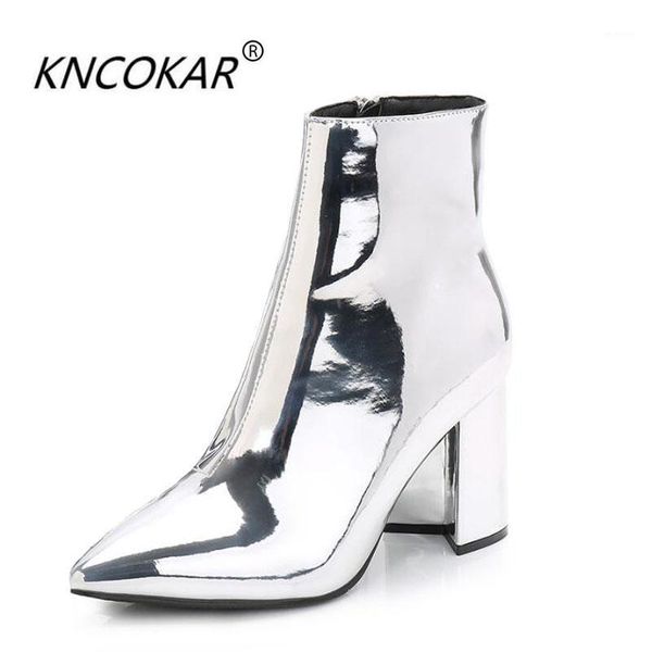 kncokar 2021 bright leather chunky metal ankle boots patent leather silver boots female side zipper villi short1, Black
kncokar 2021 bright leather chunky metal ankle boots patent leather silver boots female side zipper villi short1, Black