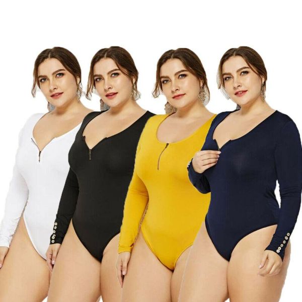 women's jumpsuits & rompers plus size xl- 6xl women casual long sleeve leotard bodysuit stretch zip solid color black yellow white dar, Black;white
women's jumpsuits & rompers plus size xl- 6xl women casual long sleeve leotard bodysuit stretch zip solid color black yellow white dar, Black;white