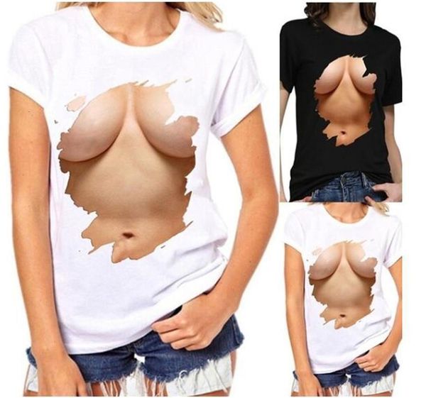 women summer cool casual 3d boobs print short sleeve o-neck t-shirt breast design print t shirt, White
women summer cool casual 3d boobs print short sleeve o-neck t-shirt breast design print t shirt, White