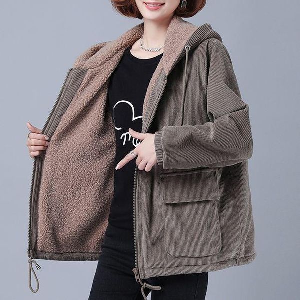 women's trench coats plus velvet thick warm corduroy jacket women 2021 autumn style foreign windbreaker trend, Tan;black
women's trench coats plus velvet thick warm corduroy jacket women 2021 autumn style foreign windbreaker trend, Tan;black