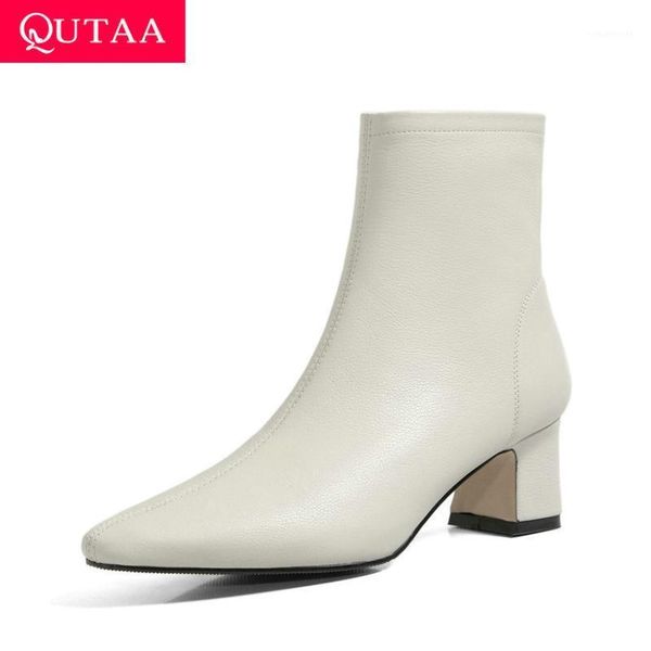 boots qutaa 2021 pointed toe autumn winter ankle square heel fashion women quality cow leather pu ladies shoes size 34-421, Black
boots qutaa 2021 pointed toe autumn winter ankle square heel fashion women quality cow leather pu ladies shoes size 34-421, Black