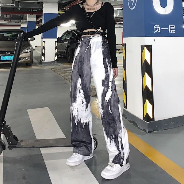 women's pants & capris wide leg korean ins streetwear high loose straight trousers women hipster hip hop casual long autumn sweatpants, Black;white 
women's pants & capris wide leg korean ins streetwear high loose straight trousers women hipster hip hop casual long autumn sweatpants, Black;white