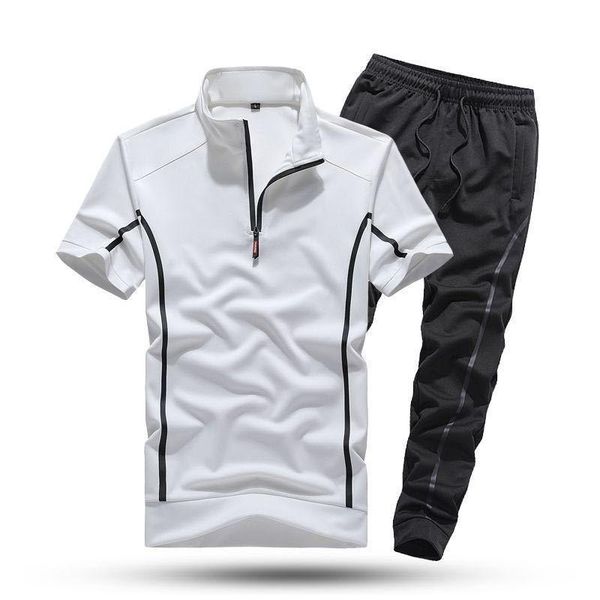 short sleeve suit men 's summer thin stand collar sportswear two - piece set new casual business t-shirt, Gray
short sleeve suit men 's summer thin stand collar sportswear two - piece set new casual business t-shirt, Gray