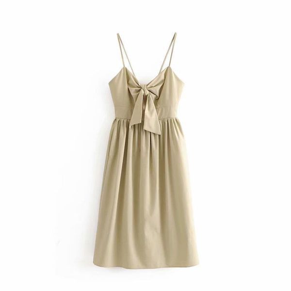 women's 2019 summer za new bow tie with chest and waist shows thin suspender dress, Black;gray 
women's 2019 summer za new bow tie with chest and waist shows thin suspender dress, Black;gray