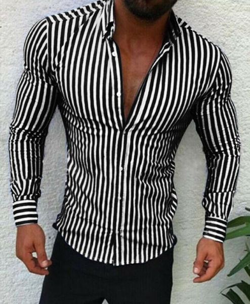 men's casual shirts fashion luxury slim fitness striped shirt long sleeve dress male botton down clothes, White;black
men's casual shirts fashion luxury slim fitness striped shirt long sleeve dress male botton down clothes, White;black