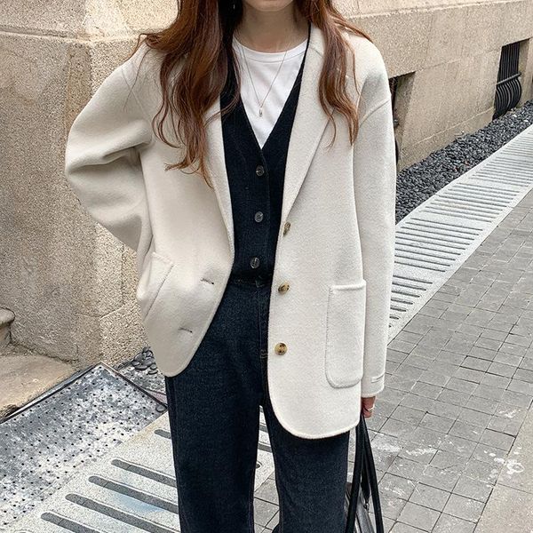 women's wool & blends double coat female 2021 winter han edition long-sleeved single-breasted suit brought coat, 12578, Black
women's wool & blends double coat female 2021 winter han edition long-sleeved single-breasted suit brought coat, 12578, Black