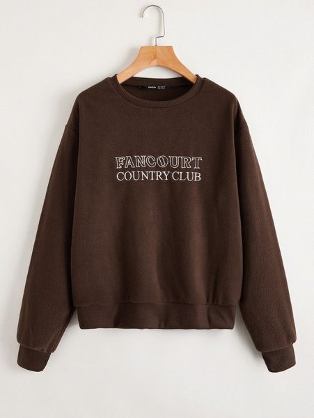 drop shoulder embroidered letter pullover 53ab#, White;black
drop shoulder embroidered letter pullover 53ab#, White;black