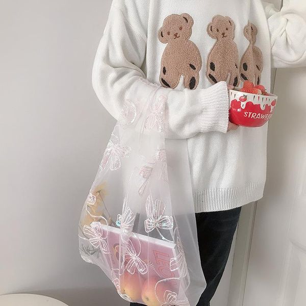 cross body women transparent tote organza yarn cloth bag embroidery bowknot flowers handbag eco shopping purses for girls
cross body women transparent tote organza yarn cloth bag embroidery bowknot flowers handbag eco shopping purses for girls