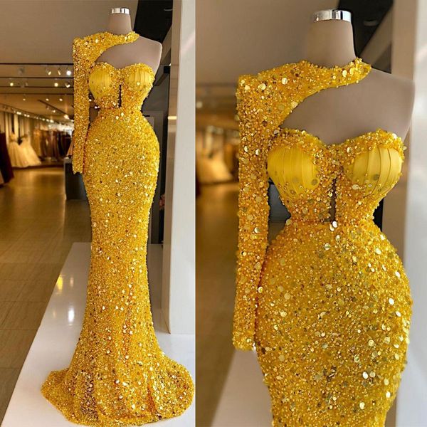beaded yellow mermaid evening dresses one shoulder elegant satin floor length for women party sequined gowns, Black;red
beaded yellow mermaid evening dresses one shoulder elegant satin floor length for women party sequined gowns, Black;red
