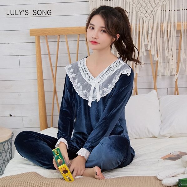 july's song gold velvet autumn winter warm pajamas set women pajamas sleepwear long sleeves leisure homewear 2 peice nightwear y200425, Black;red
july's song gold velvet autumn winter warm pajamas set women pajamas sleepwear long sleeves leisure homewear 2 peice nightwear y200425, Black;red